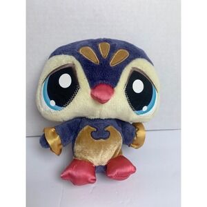 Littlest Pet Shop‎ LPS Plush Penguin Purple Gold  Satin Stuffed Animal Preloved